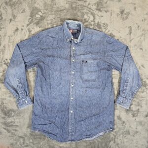 Chaps Chambray Button Down Shirt Size Medium Work Wear